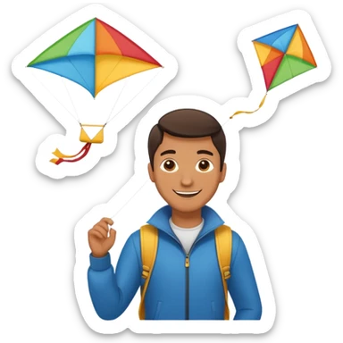 man with kite,Kite Flyers, big kite. sticker