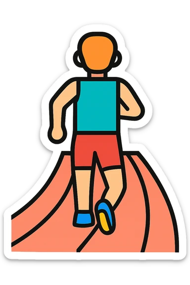 A person running on a track, viewed from behind sticker