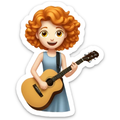 pretty GINGER girl singing playing guitar grey eyes sticker