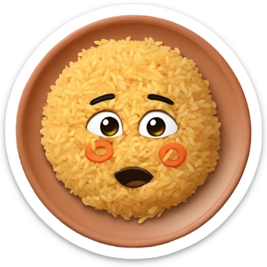 salted pure fried rice on a terra cotta plate sticker