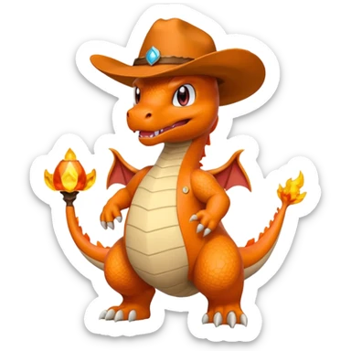 Charizard con sombrero baquero sticker