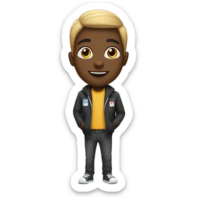  black guy named beka that is a student in fairview and hAS name tag saying hes beka sticker