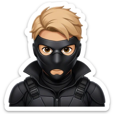 A masked assassin in a black tactical suit sticker