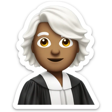 white UK judge upper body white wig at an angle  sticker