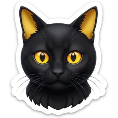 A 3D cartoon jet-black Bombay cat with glossy fur, bright golden eyes, dramatic contrast lighting, Memoji-style cinematic look. full body or half body. sticker