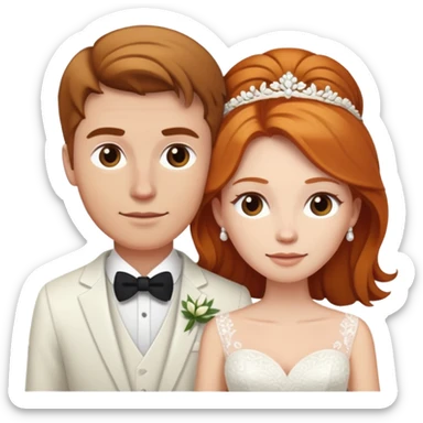 wedding couple with white man with brown hair and white woman with light ginger hair sticker