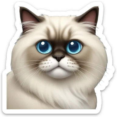 Himalayan cat with long tongue sticking out, blue eyes sticker