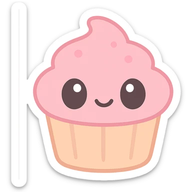 cute cupcake with pink icing, kawaii style sticker