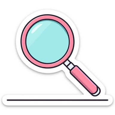 Pink Web browser on a computer with a magnifying glass
 sticker