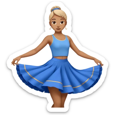 lyrical dancer spinning, blue skirt, expressive sticker