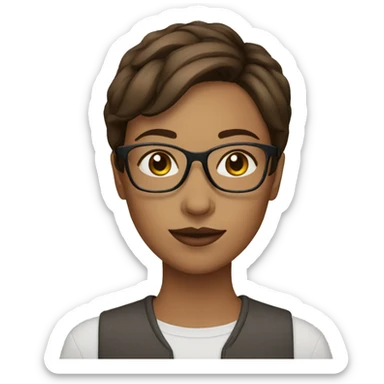 Female with glasses and short brown hair clear skin sticker