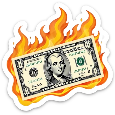 black dollar on fire sticker