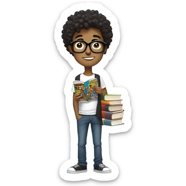 Nerdy skinny bone kid sticker