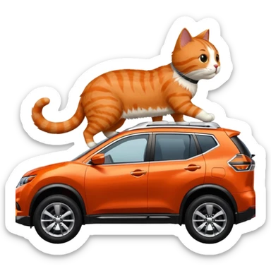 A Sideview of a Cat Driving A RED NISSAN ROGUE  sticker