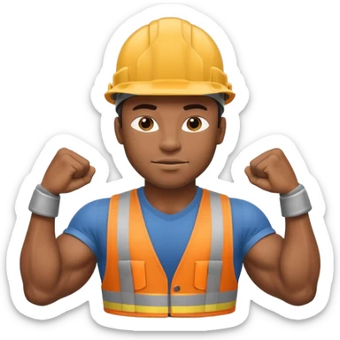 black construction worker flexing his muscles sticker