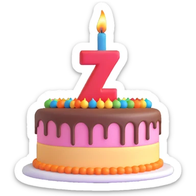 birthday cake with number 7 candle sticker