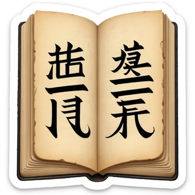 open book with Chinese character 文 on the page sticker
