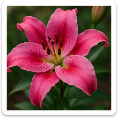 realistic style close-up of a vibrant pink lily flower sticker