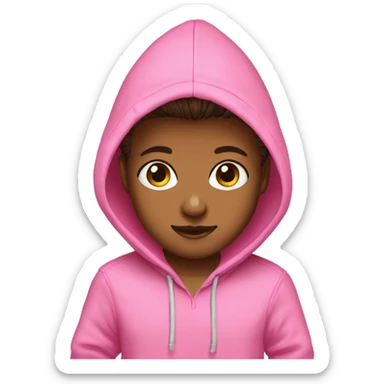 Toddle brown eyes short spiky hair pink hoodie  sticker