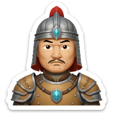 portrait of Genghis Khan in armor rotated 45 degrees to the right sticker
