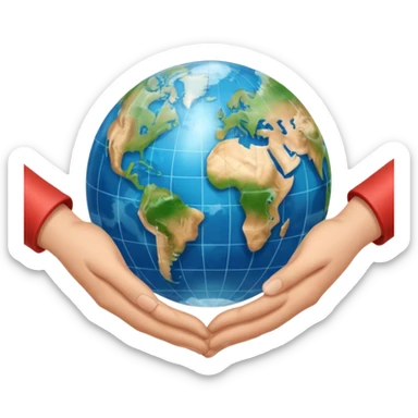 Shake hands emoji with heart and globe showing negotiation of climate change  sticker