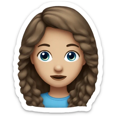 brown hair blue eye girl sticker