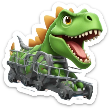 Dinosaur riding rollercoaster sticker