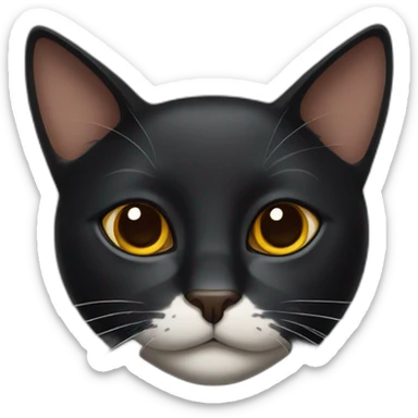 Black cat with brown eyes with a lid in his mouth sticker