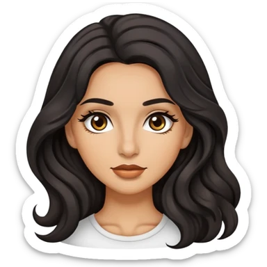 woman with olive skin, brown eyes and long lashes, and long black wavy hair  sticker