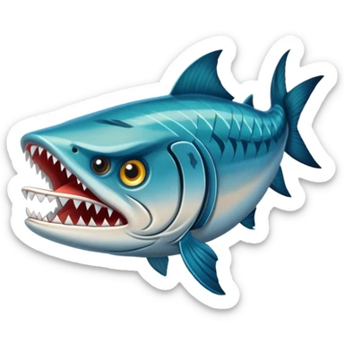An angry barracuda swims swiftly through the water, its sharp teeth bared and ready for action sticker