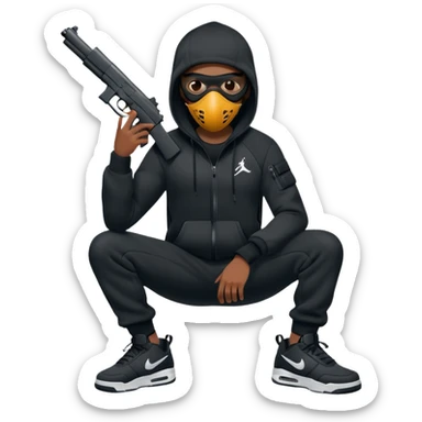 Black Gangsta, nike tech fleece, air jordan, mask, glock sticker