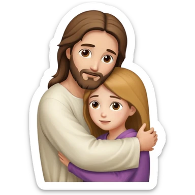 Jesus hugs a girl sticker