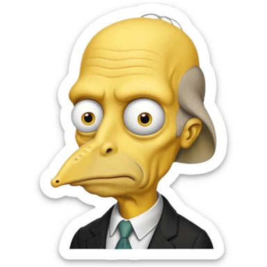 Mr. Burns, simpson, yellow skin tone, very very very long nose. complete yellow sticker