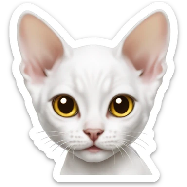 White Devon rex kitten sticker