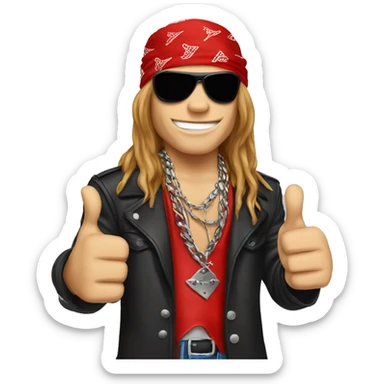 axl rose with red bandana doing thumbs up sticker