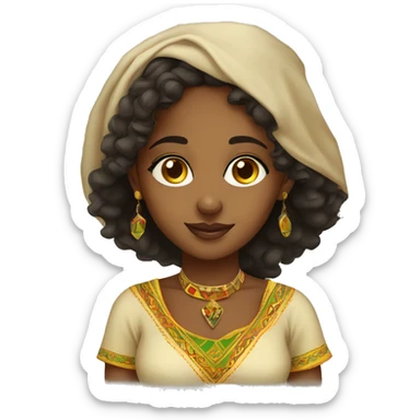 Pretty Ethiopian girl with habesha dress wearing glass  sticker
