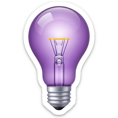 Create a creative light bulb icon in shades of purple. Make it look like a design or digital project idea, with subtle colorful lines or accents inside or around the bulb to show innovation and creativity. Keep it clear and visually appealing.
 sticker
