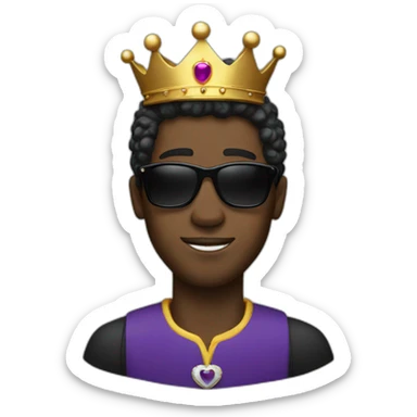 black man with sunglasses and a crown sticker
