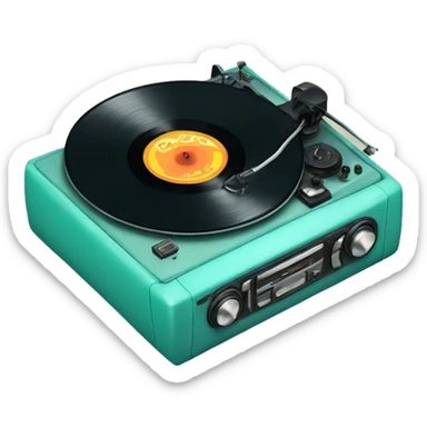 Light teal record player black vinyl sticker