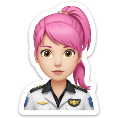 Commander Bloom – pink ponytail pilot in white uniform sticker