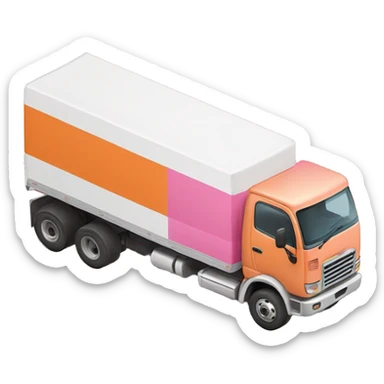 Orange, pink and white moving truck sticker