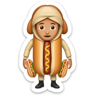 Person in hotdog costume saying “I don’t know” sticker
