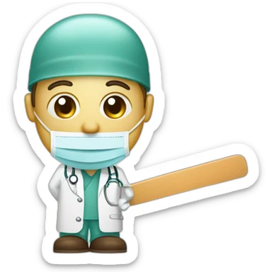 Ent surgeon with headlight and tongue depressor  sticker