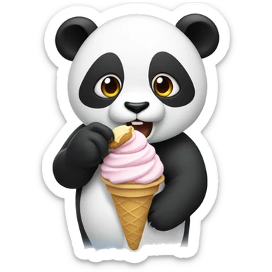 Panda eating ice cream sticker