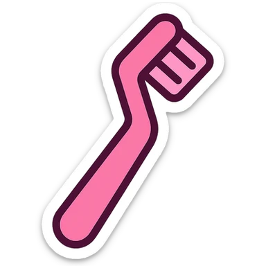 cute pink toothbrush, flat color icon style, minimal details, friendly vibe, no background sticker