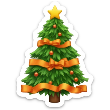 A Christmas tree with orange bows on it sticker