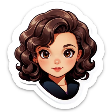 a girl with medium curl hair  sticker