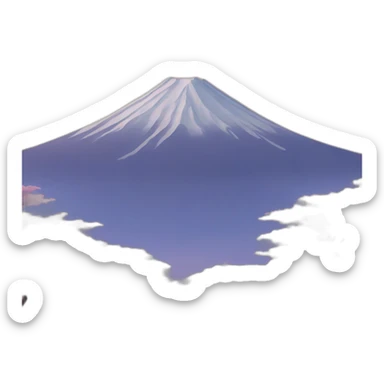 mount fuji with a face sticker