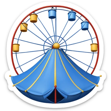 Un emoji de un circo azul con una palomita en el centro sticker