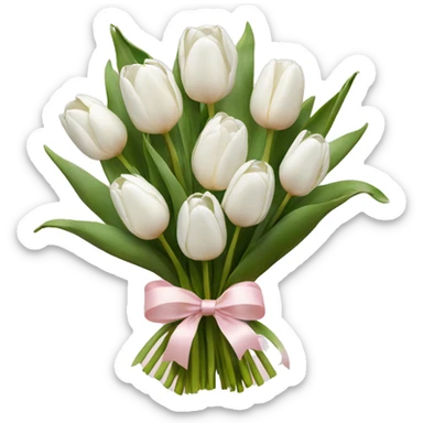 White tulips bouquet with light pink bow  sticker